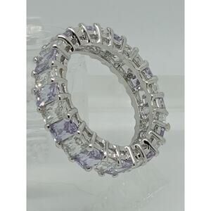 3.65CT White Gold EP Eternity Anniversary Wedding Band Ring Size 8